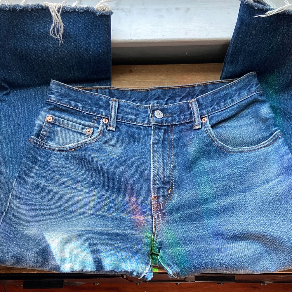 VINTAGE Levi's Wide Cropped Blue Ankle Jeans - Picture 2 of 5